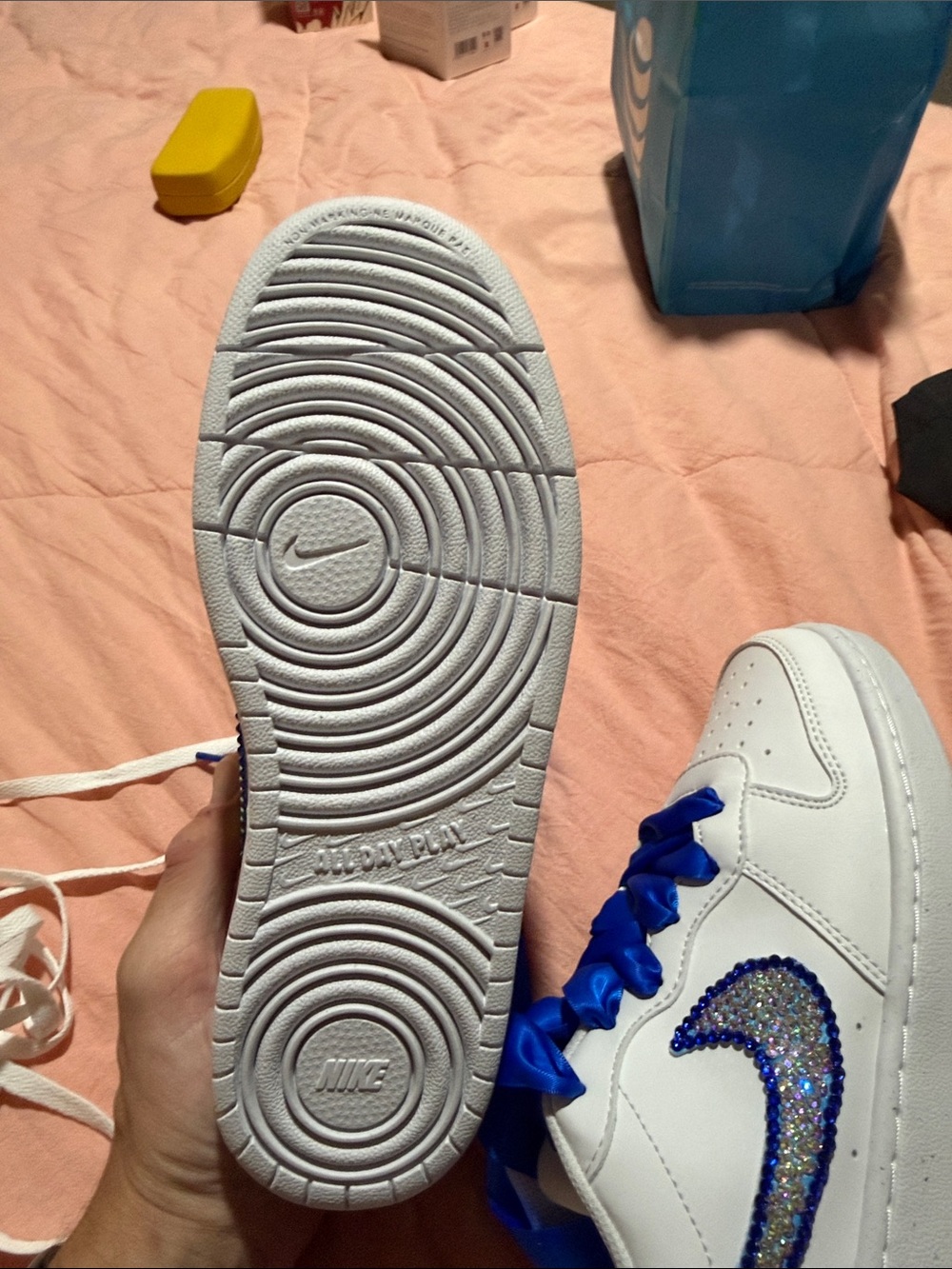 Nike Size 6 Court Borough Low Sneakers with Crystal-Embellished Swoosh - Picture 8 of 14
